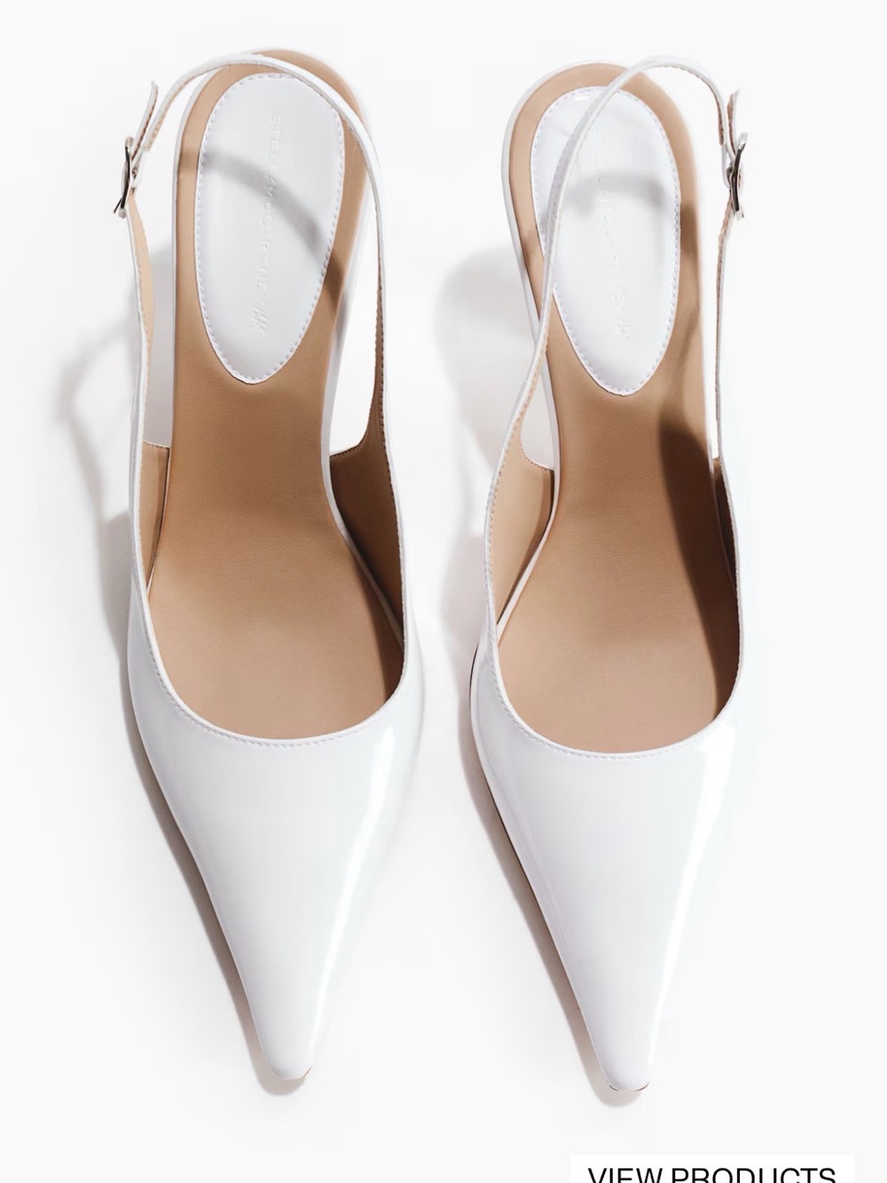 Stella McCartney & H&M White Patent Pointed Slingback Heels NWT Sz6,7